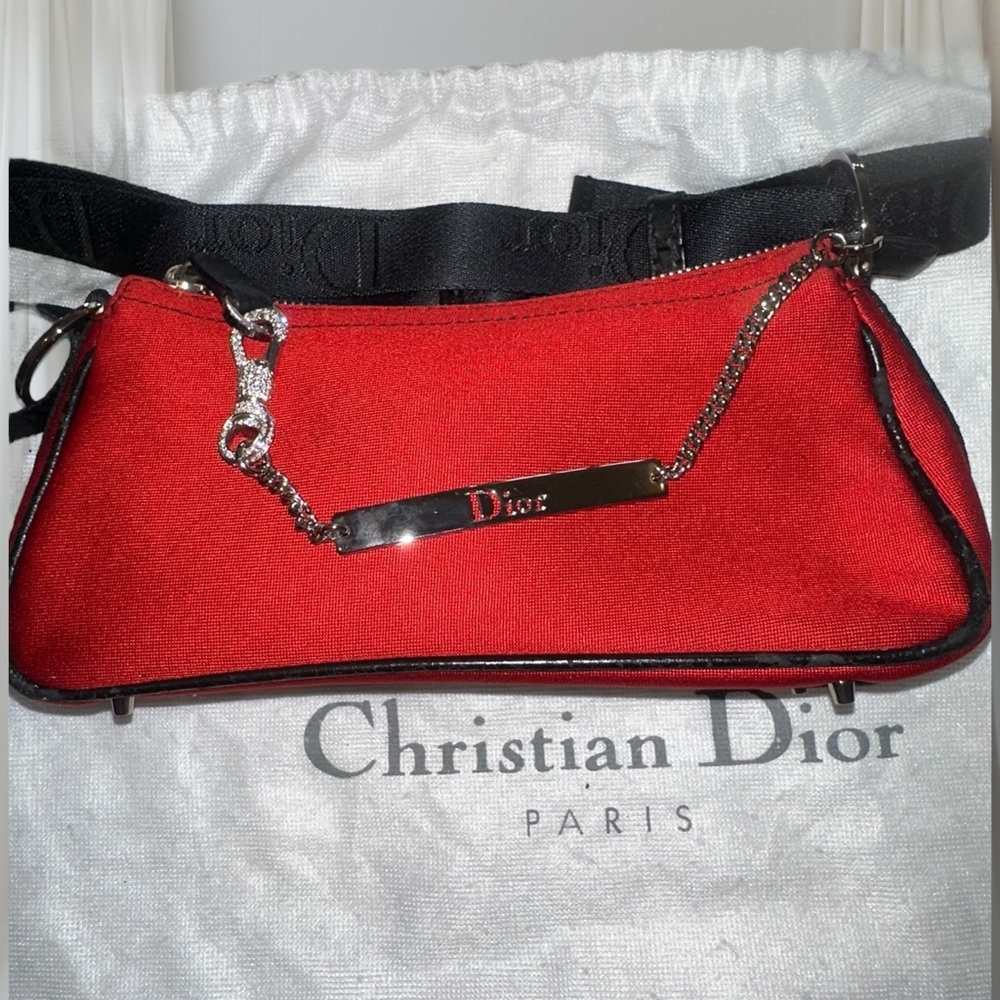 CHRISTIAN DIOR Red Silk Jersey Crystal Hardcore Bag RARE VINTAGE GALLIANO ERA - Picture 4 of 17